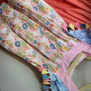 Floral Easter bunny striped collar blouse